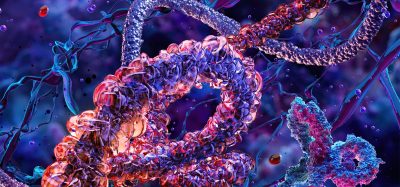 3D protein molecules structure formed by amino acids and peptides.