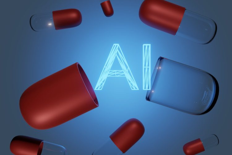 AI or Artificial intelligence is being used to develop new drugs, diagnose diseases, and provide personalized care to patients 3d rendering