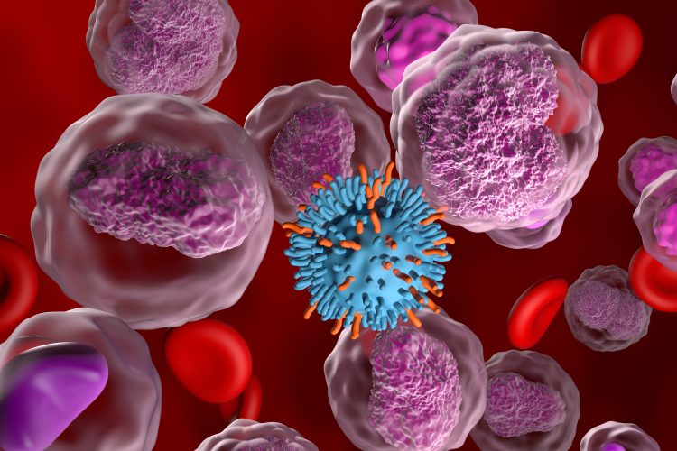 CAR T cell therapy in Non-hodgkin lymphoma (NHL) - closeup view 3d illustration